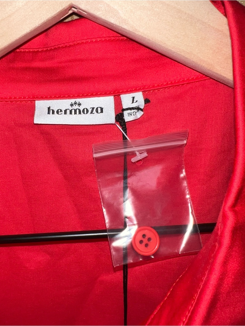 Hermoza Emma Kate Dress Classic Red Shirt Dress with Waist Tie Large NWT - Picture 4 of 7